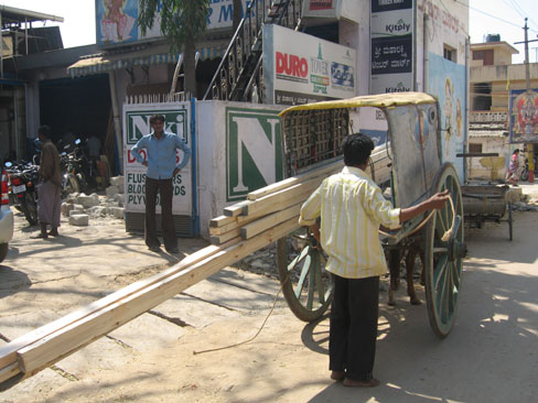 Wood transported by horse