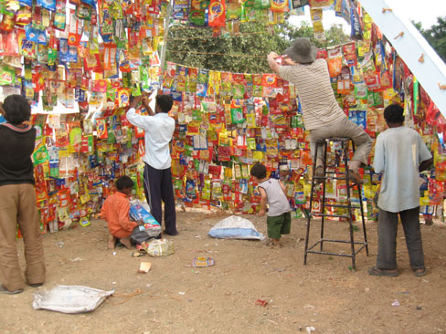 Hanging up the bags